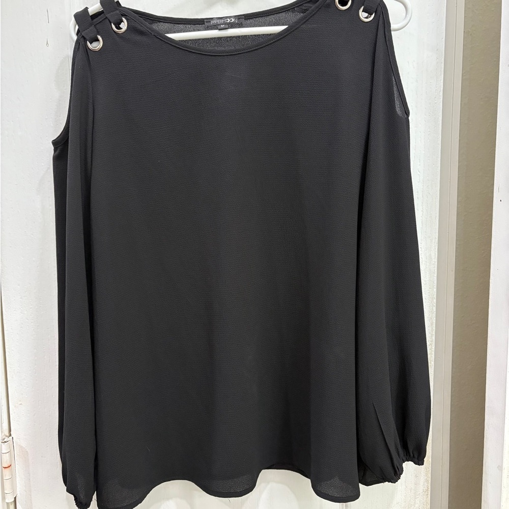Papermoon Black Cold Shoulder Blouse